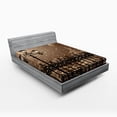 thumbnail image 1 of Ambesonne Winter Fitted Sheet, Snowy Moon Evening, Full Size, Pale Brown Black, 1 of 2