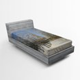 thumbnail image 1 of Ambesonne Winter Fitted Sheet, Snowy Paris City View, Twin XL Size, White Blue Grey, 1 of 2