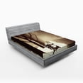thumbnail image 1 of Ambesonne Winter Fitted Sheet, Street View Foggy Day, Full Size, Brown Beige, 1 of 3