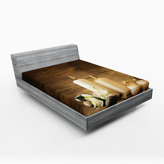 Ambesonne Winter Fitted Sheet, Valetines Day Flowers, Full Size, White Black and Brown