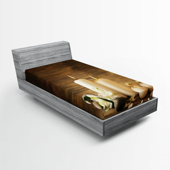 Ambesonne Winter Fitted Sheet, Valetines Day Flowers, Twin XL Size, White Black and Brown