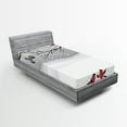 thumbnail image 1 of Ambesonne Winter Fitted Sheet, Wintertime Cartoon Birds, Twin XL Size, Vermilion Grey Black, 1 of 3
