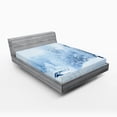 thumbnail image 1 of Ambesonne Winter Fitted Sheet, Wonderland Xmas Holiday, Full Size, Blue White, 1 of 3