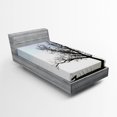 thumbnail image 1 of Ambesonne Winter Fitted Sheet, Wooden Bench Evening, Twin Size, Blue Brown, 1 of 2