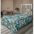 thumbnail image 1 of Ambesonne Winter Flat Bedding Sheet Soft Top Sheet, Poinsettias Pines Pattern, Twin, Dark Turquoise Evergreen, 1 of 1