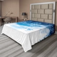 thumbnail image 1 of Ambesonne Winter Flat Sheet, Snowflakes and Stars, King Size, Blue White, 1 of 1