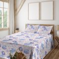 thumbnail image 1 of Ambesonne Winter Flowers Fitted & Flat Sheet with Shams 4 Pcs Set, Retro Simple Petals, Queen, Blush Lavender Blue, 1 of 1