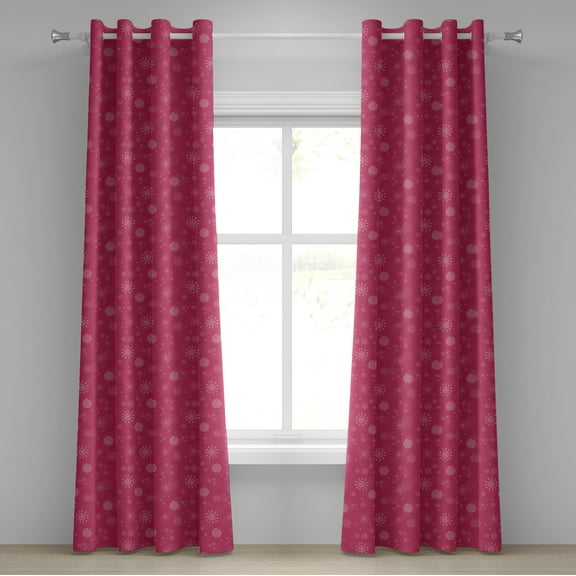 Ambesonne Winter Grommet Curtain, Gentle Snow Feminine, 50" x 120", Pink White