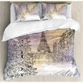 thumbnail image 1 of Ambesonne Winter Image of Stormy Day in Paris Streets Eiffel Tower Europe Scene Duvet Cover Set, 1 of 3