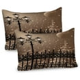 thumbnail image 1 of Ambesonne Winter Pillow Sham 2 Pack, Snowy Moon Evening, 26"x20", Pale Brown Black, 1 of 3