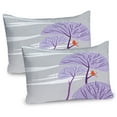 thumbnail image 1 of Ambesonne Winter Pillow Sham 2 Pack, Snowy Weather Windy Lines, 30"x20", Pale Grey Purple and Orange, 1 of 3
