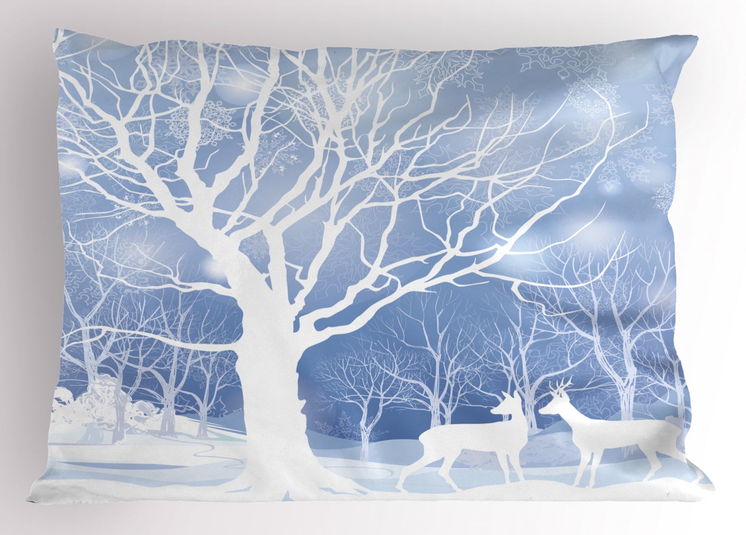 Winter Wonderland Blue and White Microfiber Pillow Sham