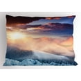 thumbnail image 1 of Ambesonne Winter Pillow Sham, Carpathia Ukraine Europe, 26" X 20", Peach White Blue, 1 of 2