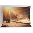 thumbnail image 1 of Ambesonne Winter Pillow Sham, Colorado Mountain Road, 26" X 20", Brown Orange Yellow, 1 of 2