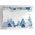 thumbnail image 1 of Ambesonne Winter Pillow Sham, Deer Pine Trees Xmas, 36" X 20", Blue White, 1 of 2