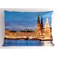 thumbnail image 1 of Ambesonne Winter Pillow Sham, Hamburg Germany Old Town, 26" X 20", Blue Orange Brown, 1 of 2