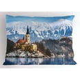 thumbnail image 1 of Ambesonne Winter Pillow Sham, Lake Scene Illustration, 26" X 20", Multicolor, 1 of 2