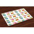 thumbnail image 1 of Ambesonne Winter Place Mats Set of 4, Cartoon Funny Owls, Standard Size, Multicolor, 1 of 4