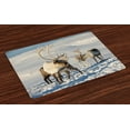 thumbnail image 1 of Ambesonne Winter Place Mats Set of 4, Reindeers Norway Caribou, Standard Size, Brown Ivory Blue, 1 of 4