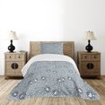 thumbnail image 1 of Ambesonne Winter Quilted Bedspread Set 2 Pcs, Bird with Xmas Hat Snow, Twin Size, Pale Grey Multicolor, 1 of 3