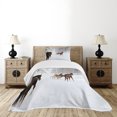 thumbnail image 1 of Ambesonne Winter Quilted Bedspread Set 2 Pcs, Horses in Snowy Forest, Twin Size, Brown White, 1 of 5