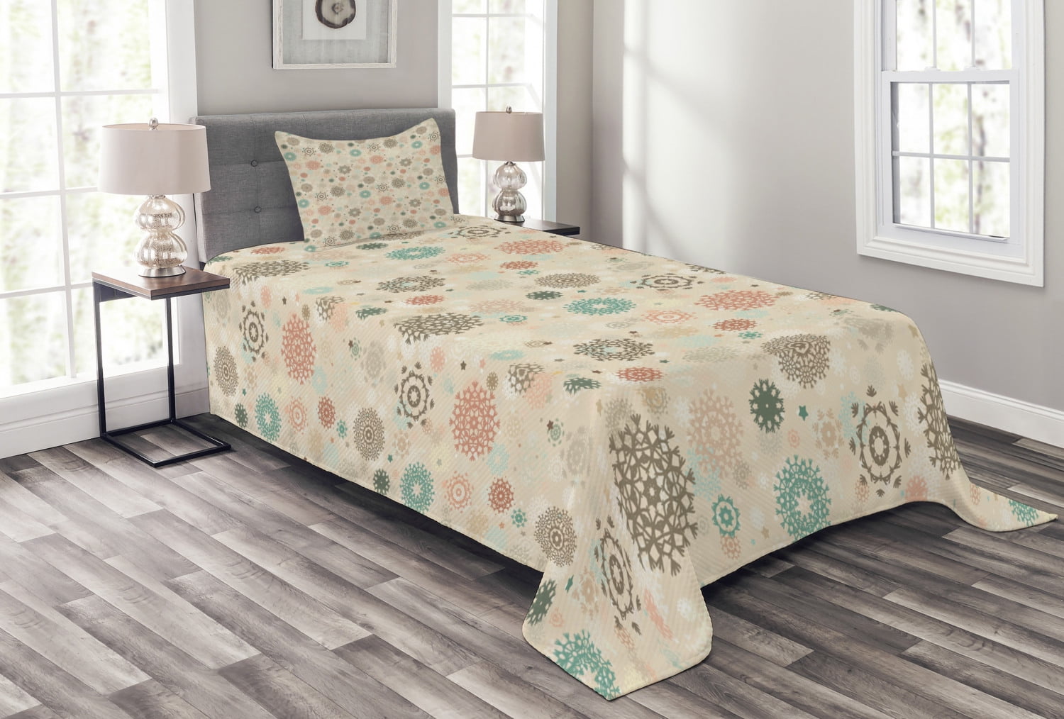 White Twin Microfiber Quilted Bedspread Set