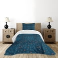 thumbnail image 1 of Ambesonne Winter Quilted Bedspread Set 2 Pcs, Tiny Birds on Tree Branches, Twin Size, Petrol Blue Orange White, 1 of 6