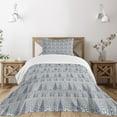thumbnail image 1 of Ambesonne Winter Quilted Bedspread Set 2 Pcs, Triangular Pine Trees, Twin Size, Taupe Slate Blue Sage, 1 of 5