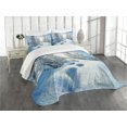 thumbnail image 1 of Ambesonne Winter Quilted Bedspread Set 3 Pcs, Blue Sky Tree Footprints, King Size, Blue White, 1 of 2