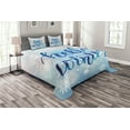 thumbnail image 1 of Ambesonne Winter Quilted Bedspread Set 3 Pcs, Hello Winter Words Snow, Queen Size, Blue Pale Pink White, 1 of 3