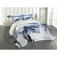 thumbnail image 1 of Ambesonne Winter Quilted Bedspread Set 3 Pcs, Mountain Peak Scenery, King Size, White Blue, 1 of 5