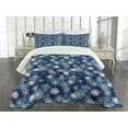 thumbnail image 1 of Ambesonne Winter Quilted Bedspread Set 3 Pcs, Ornate Snowflakes Xmas, Queen Size, Pale Blue Dark Blue, 1 of 5