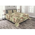 thumbnail image 1 of Ambesonne Winter Quilted Bedspread Set 3 Pcs, Peacocks and Snowflakes, Queen Size, Ruby Olive Green Cream, 1 of 3