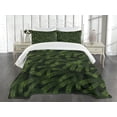 thumbnail image 1 of Ambesonne Winter Quilted Bedspread Set 3 Pcs, Pine Fir Coniferous Tree, Queen Size, Green Dark Green Caramel, 1 of 3