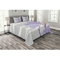 thumbnail image 1 of Ambesonne Winter Quilted Bedspread Set 3 Pcs, Snowy Weather Windy Lines, King Size, Pale Grey Purple and Orange, 1 of 3