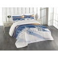 thumbnail image 1 of Ambesonne Winter Quilted Coverlet 3 Pcs, Tops Dramatic Sky Alpine, Queen Size, White Blue Apricot, 1 of 2