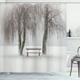 thumbnail image 1 of Ambesonne Winter Shower Curtain, Bench Trees Snowflakes, 69"Wx84"L, White Brown, 1 of 5