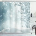 thumbnail image 1 of Ambesonne Winter Shower Curtain, Christmas Time Tree Snow, 69"Wx75"L, Slate Blue White, 1 of 3