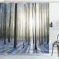 thumbnail image 1 of Ambesonne Winter Shower Curtain, Forest December Morning, 69"Wx70"L, Pale Yellow Bluegrey, 1 of 5
