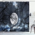 thumbnail image 1 of Ambesonne Winter Shower Curtain, Moon at Night in Forest, 69"Wx75"L, Black and Blue, 1 of 5