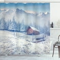 thumbnail image 1 of Ambesonne Winter Shower Curtain, Old Farmhouse Rustic, 69"Wx75"L, Caramel White Blue, 1 of 3