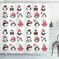 thumbnail image 1 of Ambesonne Winter Shower Curtain, Penguins Merry Xmas, 69"Wx70"L, Dark Coral White Black, 1 of 3