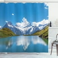 thumbnail image 1 of Ambesonne Winter Shower Curtain, Snow Frozen Lake Swiss, 69"Wx84"L, Blue Green White, 1 of 5