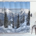 thumbnail image 1 of Ambesonne Winter Shower Curtain, Woodland Snowy Mountain, 69"Wx70"L, White Green, 1 of 5