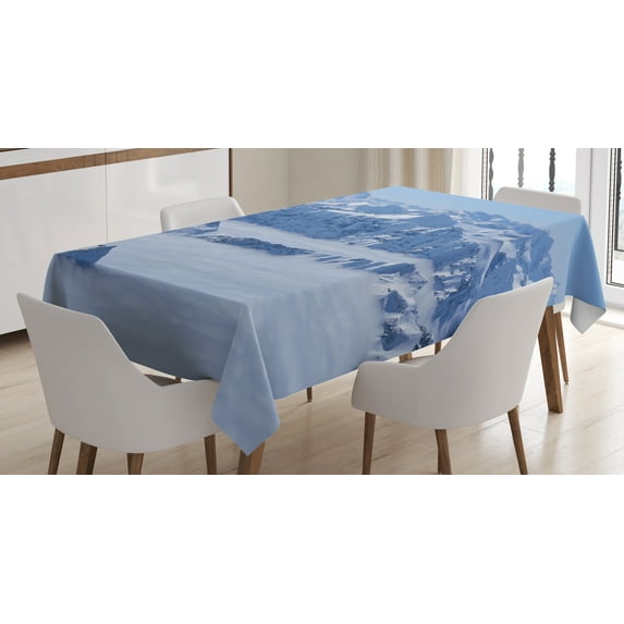 Ambesonne Winter Tablecloth Rectangular Table Cover, Clouds on Summit Fog, 60"x90", White