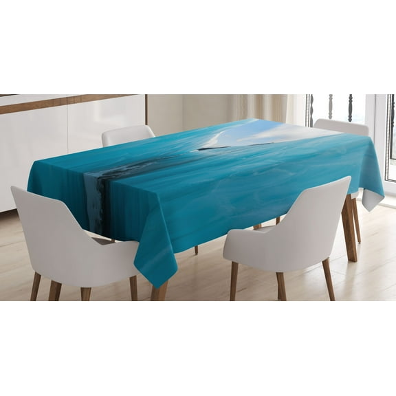 Ambesonne Winter Tablecloth Rectangular Table Cover, Frozen Ice Mountains, 60"x84", White and Blue