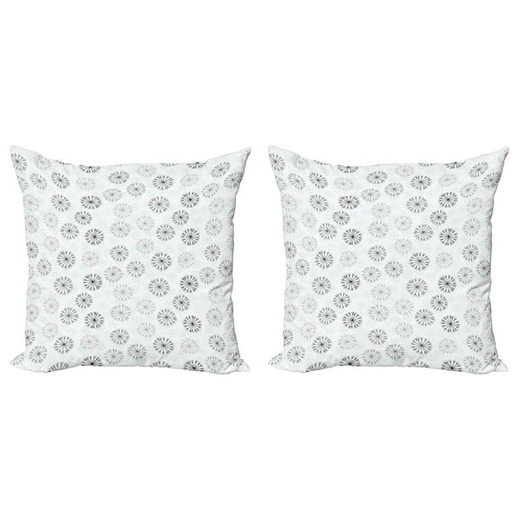 Ambesonne Winter Throw Pillow Cover 2 Pack, Abstract Neutral Snowflakes, 20", Taupe Blue