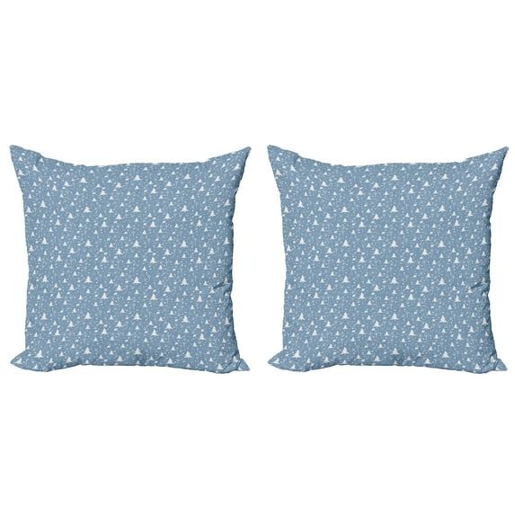 Ambesonne Winter Throw Pillow Cover 2 Pack, Christmas Theme Botany Items, 16", Blue Grey and White