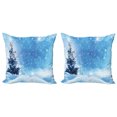 thumbnail image 1 of Ambesonne Winter Throw Pillow Cover 2 Pack, Frozen Pine Snowflakes, 20", Blue White, 1 of 2
