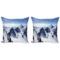 thumbnail image 1 of Ambesonne Winter Throw Pillow Cover 2 Pack, Mountain Peak Scenery, 24", White Blue, 1 of 7